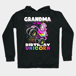 Grandma Of Birthday Unicorn Monster Truck Matching Family Hoodie